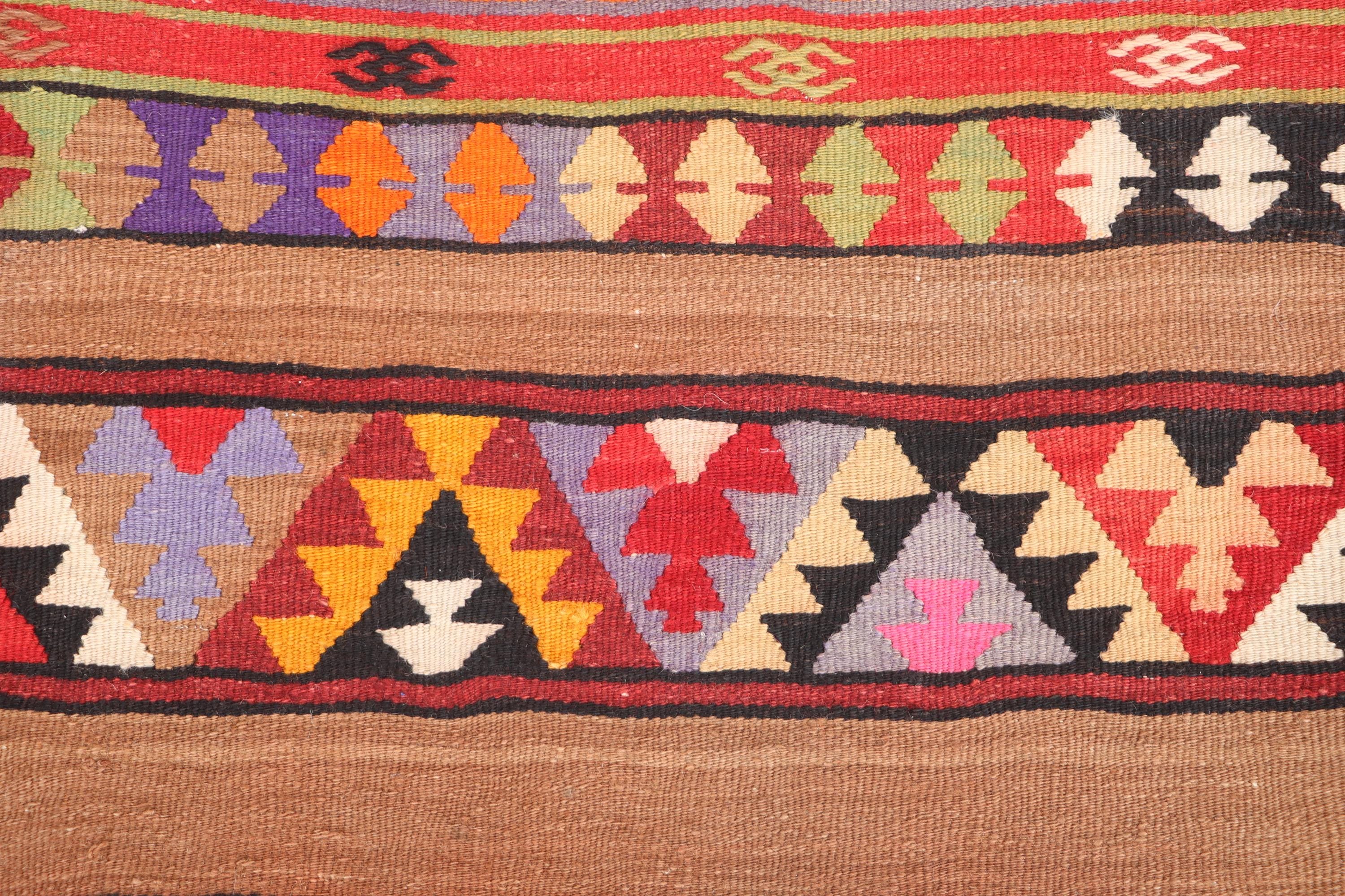 ヴィンテージ トルコ キリム ラグ、幾何学模様ウール、5.2 x 8.4