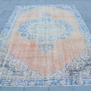 Turkish Rug, 6x9 Large Rugs, Vintage Rug, Muted Anatolian Rug, Rugs For Living Room, 6.1x8.8 ft Blue Rug, Antique Rug, Medallion Design Rug,