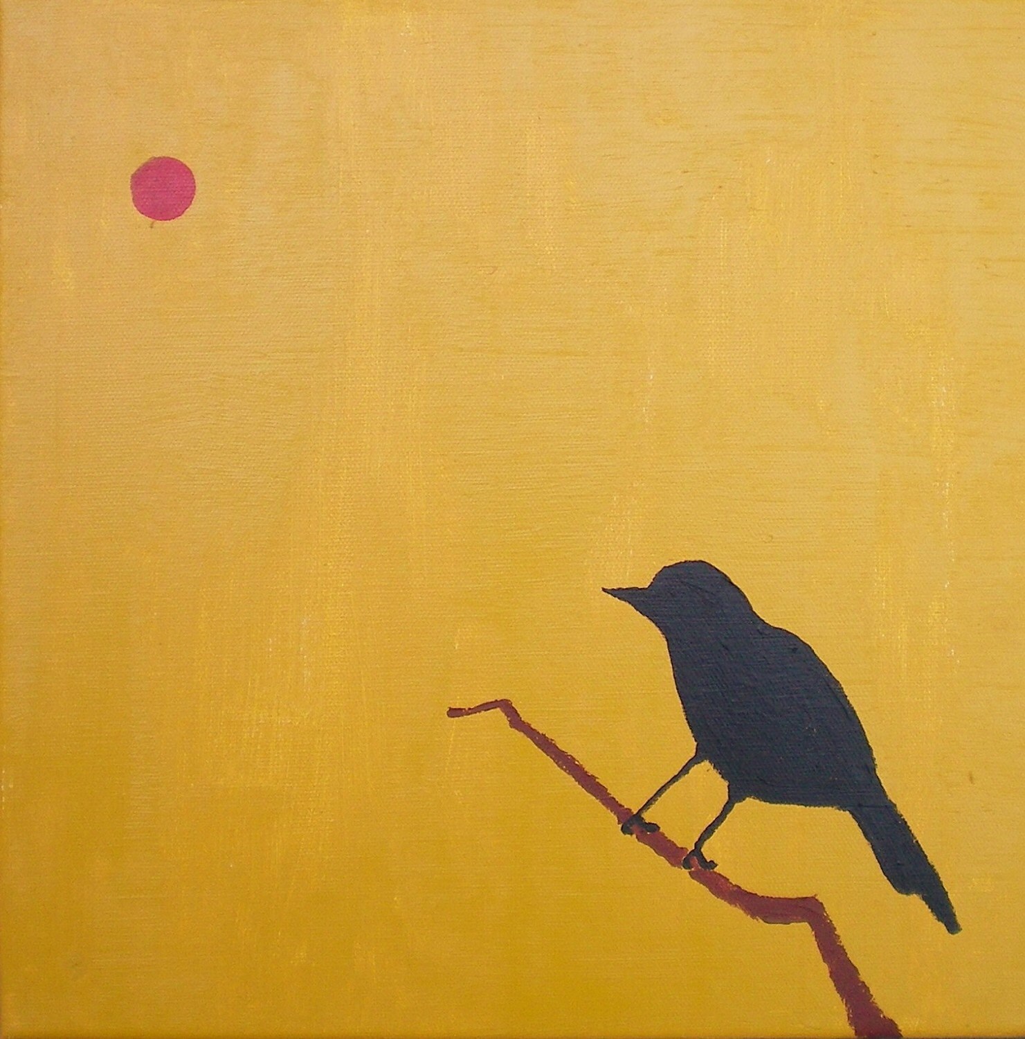 Art Print of Black Bird on Mustard Background from Original Etsy