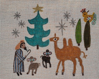 Nativity painted canvas