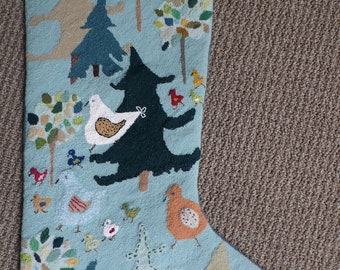 Original design needlepoint Christmas stocking - Christmas Hens  - Sample only.  Not for sale.