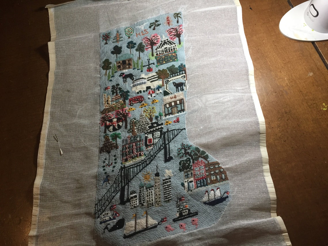 Original Design Christmas Needlepoint Stocking Nyc/brooklyn Etsy