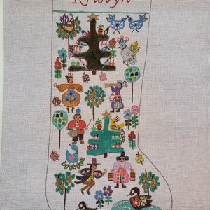 12 Days of Christmas needlepoint canvas - original design