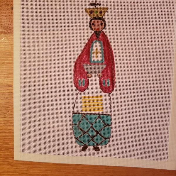 Nativity King needlepoint painted canvas
