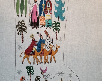 These Three Kings painted needlepoint canvas - original design