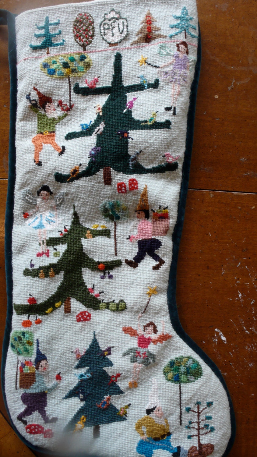 21x6.5 - YOU PICK - SFERRA Needlepoint Christmas Stockings Series : BLUE