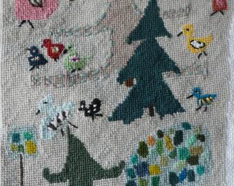 Christmas Hens custom original design Christmas needlepoint stocking . Sample only.  Not for sale.