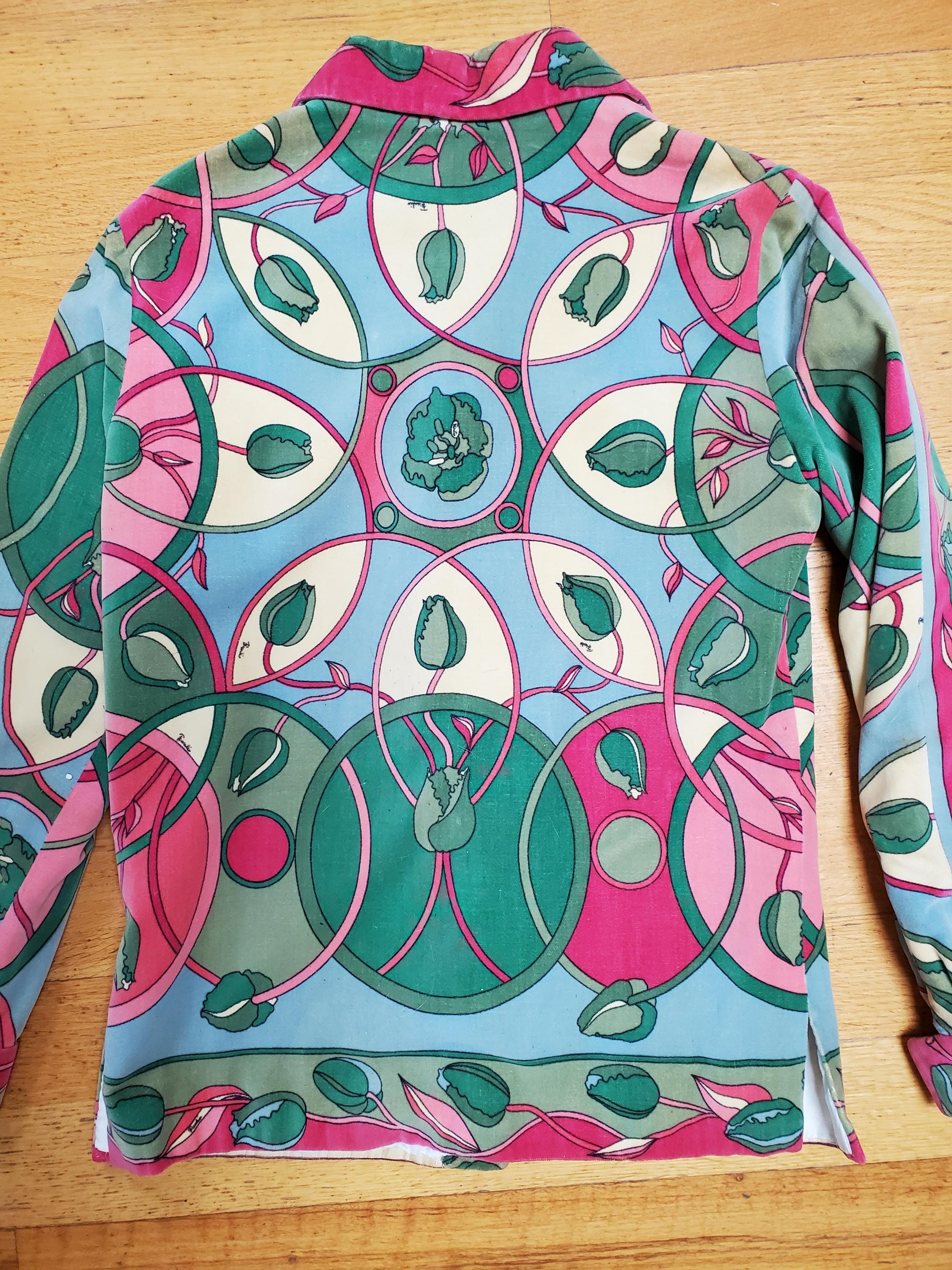 Veste En Velours Vintage Des Années 70 Emilio Pucci - Taille 38 - Occasion Très Bon état - Multicolore