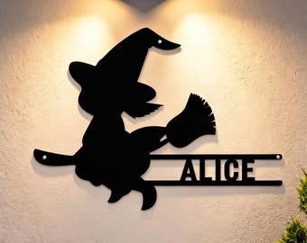 Welcome Halloween Metal Wall Decor, Halloween Porch Sign, Witch Home Decor, Spooky Wall Hanging Decor