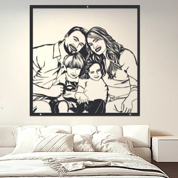 Custom Metal Portrait form Photo, Wall Art Decor, Family Photo Home Decor, Custom Metal Art, Anniversary Gift for Wife, Mother's Day Gift