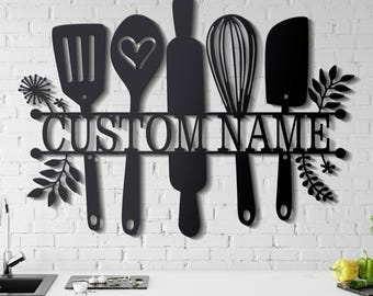 Custom Metal Kitchen Sign, Kitchen Wall Art, Mom Grandma's Kitchen, Housewarming Gift, Personalised Wall Sign, Cooking Gifts