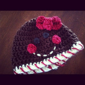 Crochet PATTERN Gingerbread hat (for boy or girl -- sizes preemie through adult extra large)