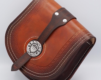 Large Leather Belt Bag/Satchel for Renaissance Festival, Cosplay, LARP
