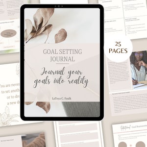 Printable Goal Setting Journal, 2025 Goal Tracker, Vision Board, Career Vision & Personal Growth, 3-Month Goals + Habit goal, Interactive