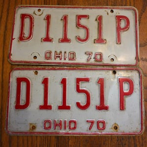 Pair of Matching Vintage D1151P 1970 OHIO License Plates