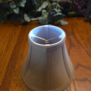 Tan Silk Chandelier Lamp Shade: Gold Clip On Mini Bell Shape