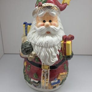 Vintage Ceramic Santa Claus Cookie Jar Zhancuo Ceramics Factory Presents