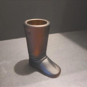 Vintage Brown Dark Amber Heavy Glass Cowboy Western Boot Toothpick Holder