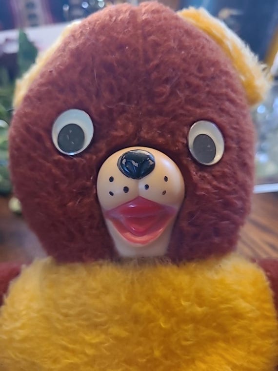 1950年代 ゴム鼻 12インチ 茶色 黄色 テディベア ぬいぐるみ ぎょろ目