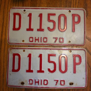 Pair of Matching Vintage D1150P 1970 OHIO License Plates