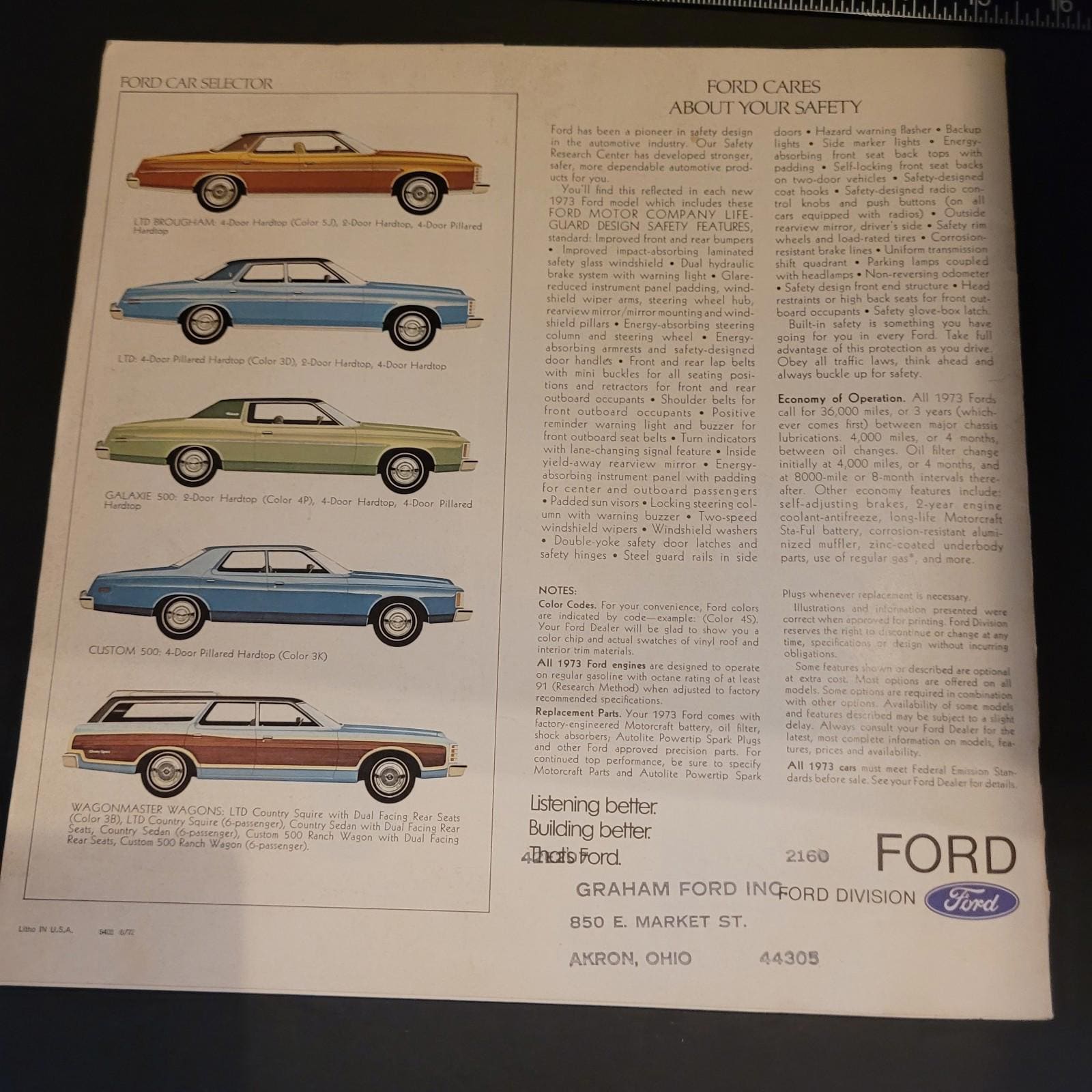 1973 Ford LTD Brougham Galaxie Custom 500 Dealership Sales Promo
