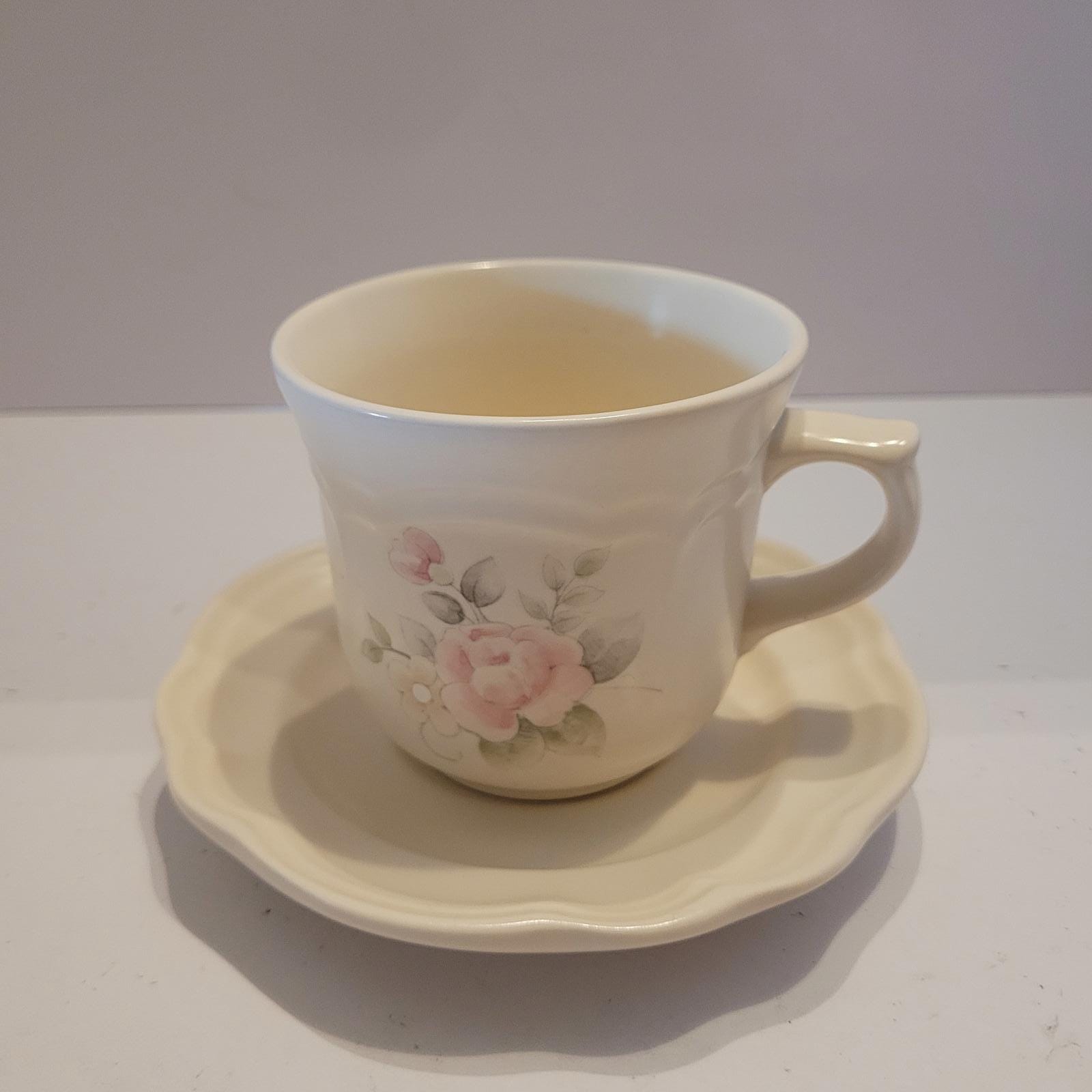 Vintage Pfaltzgraff Tea Rose Flat Cup and Saucer Multiple Available