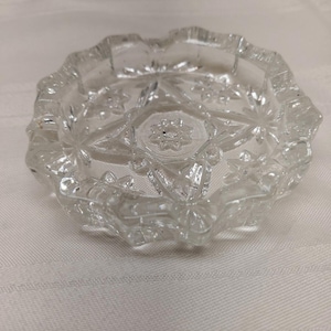 Star Of David 4&quot; Ashtray Dish Anchor Hocking EAPC Prescut Clear Glass