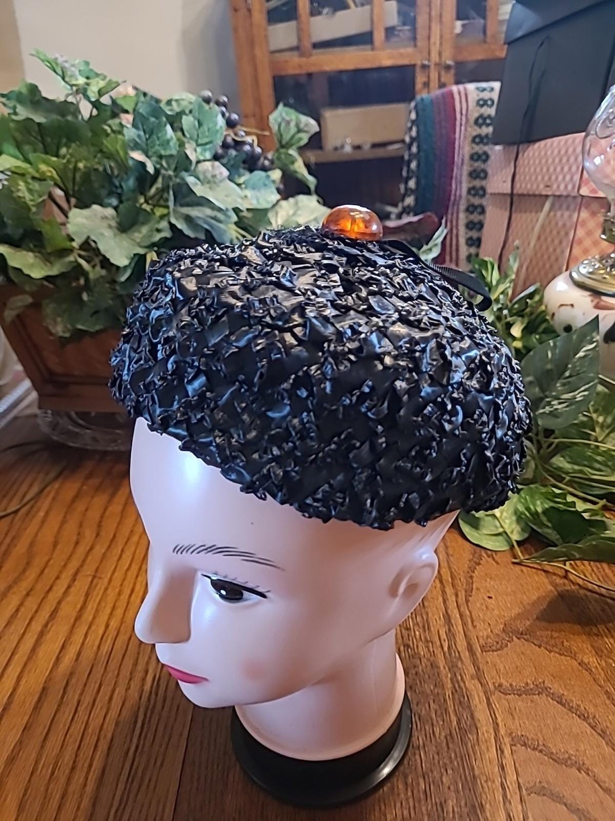 Vintage Black Pillbox Hat United Hatters Union Made Polka Dot Netting Tulle MCM Pillbox Hat With Netting - Etsy main image 4