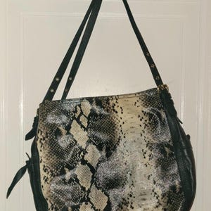 Snakeskin Shoulder Bag Tote Purse Leather Trim Steven by Steve Madden