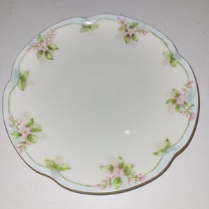 J C Louise Jaeger & Co Bavaria Hand Painted Pink Dogwoods Plate Gold Trim