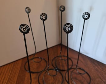 Lot Of 6 Metal Table Number, Place Card, Picture Holders 9&quot; Black New Wedding