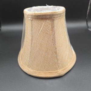 Chandelier Clip on Bell Lamp Shades Beige Tan Woven Fabric 3&quot;x5&quot;x6&quot; Candle Bulb