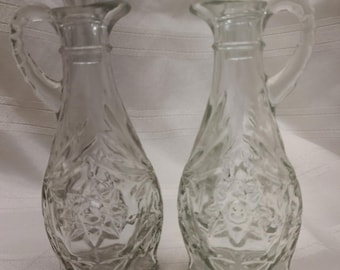 Star of David Oil & Vinegar Cruets with Stoppers Anchor Hocking EAPC Prescut