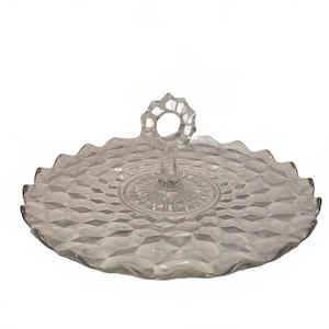 American Fostoria Center Handle Tidbit Serving Tray Platter #2056 Cubist