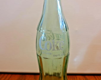 1970 Jeanerette, LA Coke Coca Cola Bottle 6-1/2 fl oz Green Glass Hobbleskirt