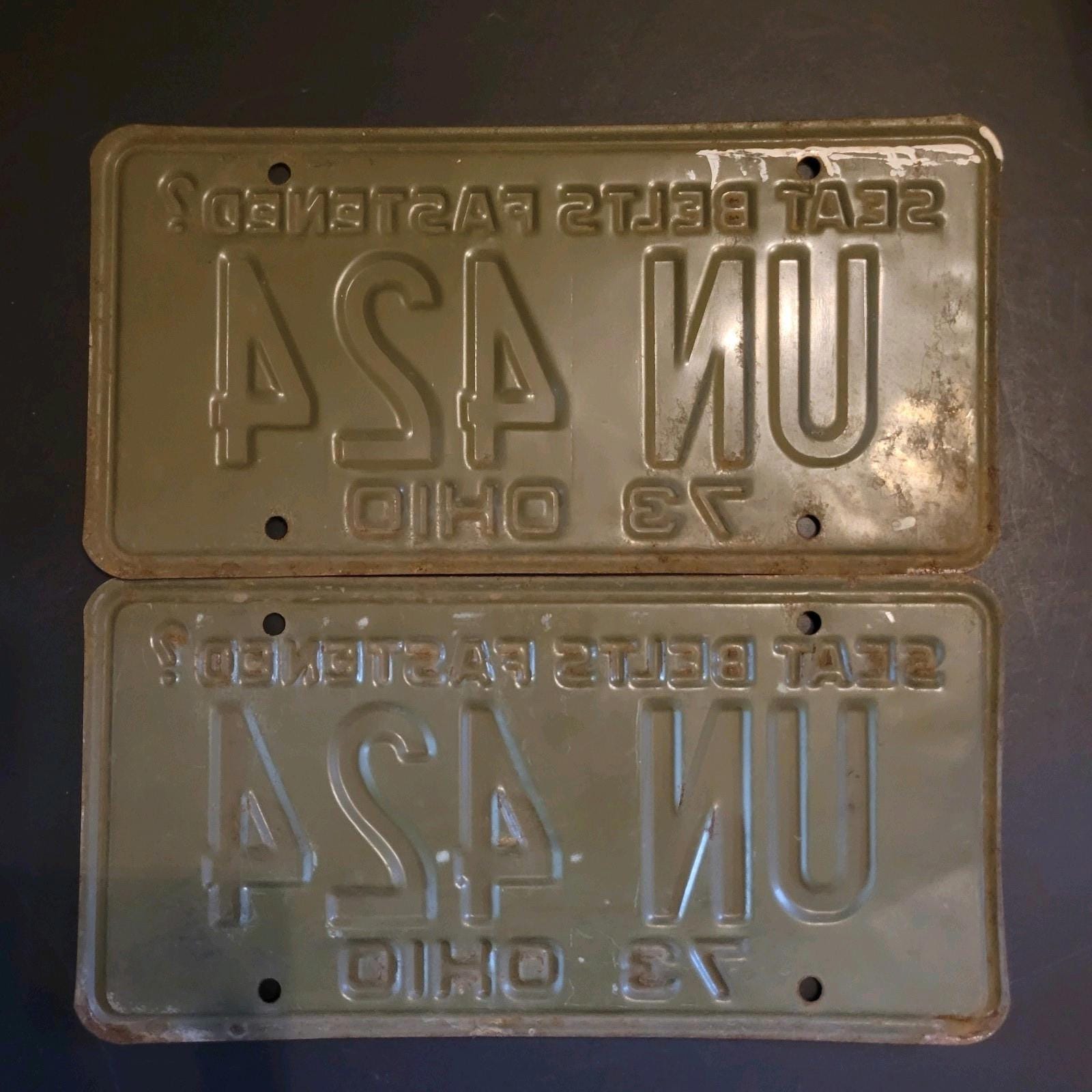ヴィンテージ 1973 オハイオ州 マッチングペアナンバープレート OH