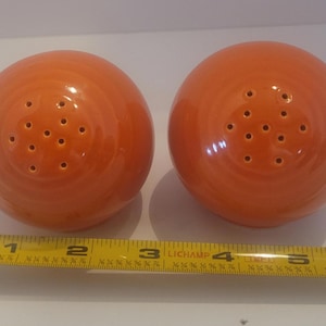 Fiesta Poppy Red Orange Round Tilted Disk Salt & Pepper Shakers Set Fiestaware