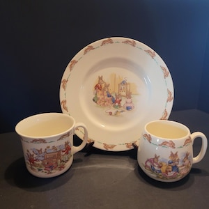 Vintage Royal Doulton Bunnykins 3-Piece Set: Plate, Cup & Mug