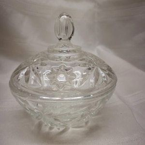 Star of David 5&quot; Covered Candy Dish Anchor Hocking EAPC Early American Prescut