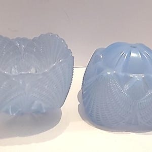 Pair Of 1940 L.E. Smith Southern Belle Blue Glass Boudoir Lamp Shades Two 2