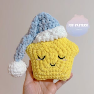 Sleepy Star Häkelanleitung PDF Download Anfängerfreundlich Low Sew Amigurumi Stofftier Plushie