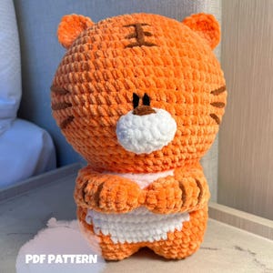 Hu the Tiger Crochet Pattern PDF Download Beginner Friendly Amigurumi Stuffed Plushie