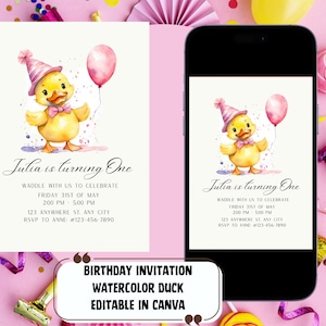 One Lucky Duck Birthday Invitation Template For Girls