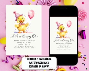 One Lucky Duck Birthday Invitation Template For Girls