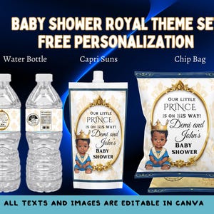 Blue and Gold Royal Baby Shower Party Favors Set