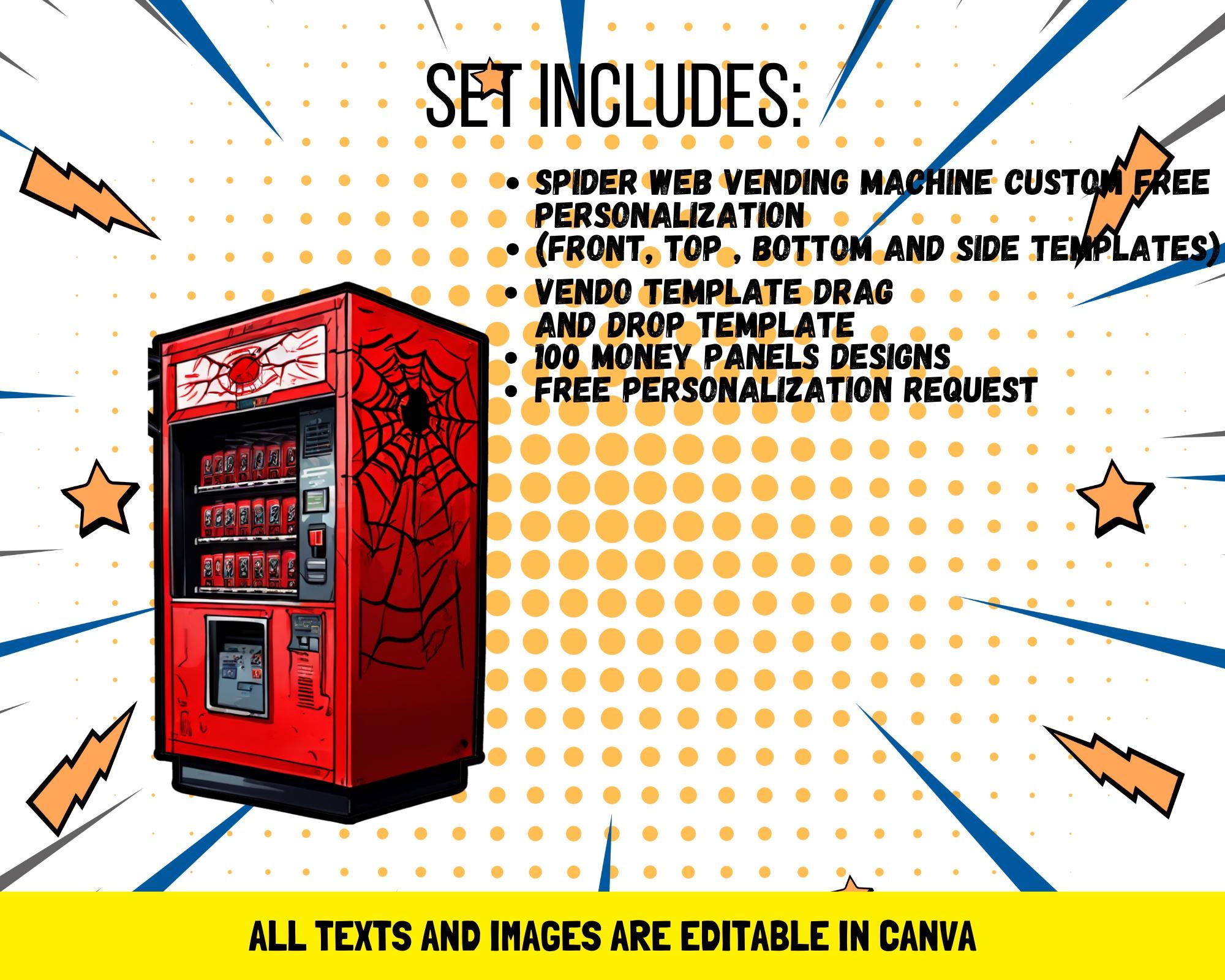 Spider Web Vending Machine Custom Free Personalization Editable in ...
