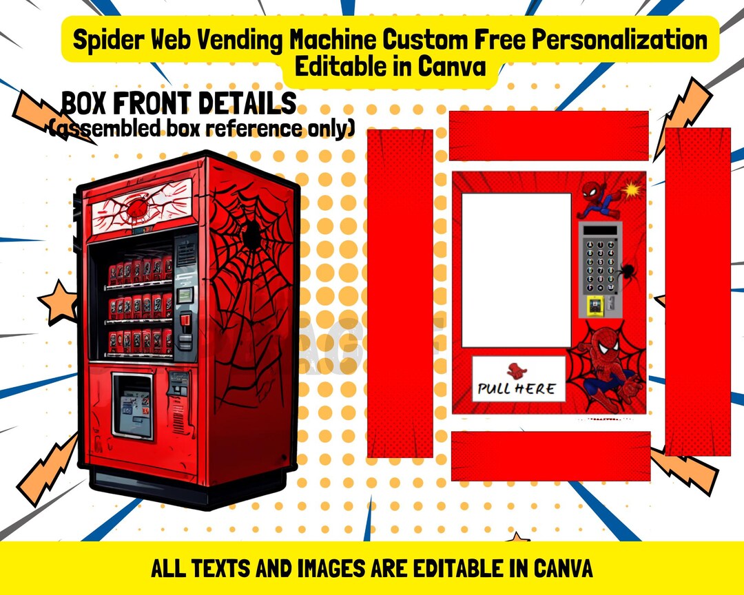 Spider Web Vending Machine Custom Free Personalization Editable in ...