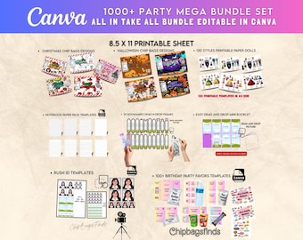 パーティーメガバンドルCanvaテンプレート：ミニブックレットデザイン（PDFダウンロード）
