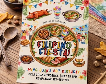 Filipino Fiesta Invitation Editable in Canva