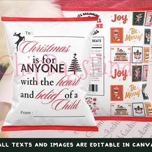 Weihnachten ist für alle Weihnachtschip-Tasche Bearbeitbar in Canva